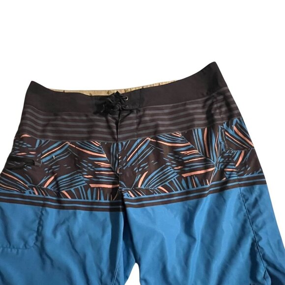 Patagonia Mens 36 Board Shorts Blue Black Tropical Print Polyester Swimwear - Picture 3 of 7